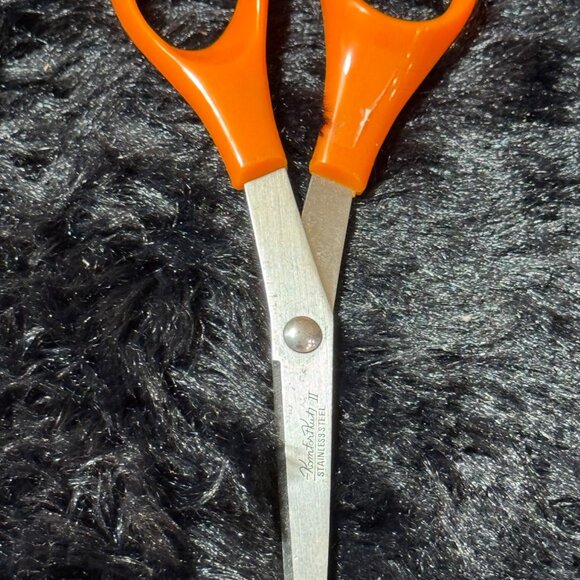 Vintage Komfort Kut Stainless Steel Scissors #20 Japan Orange Handles - Picture 4 of 7